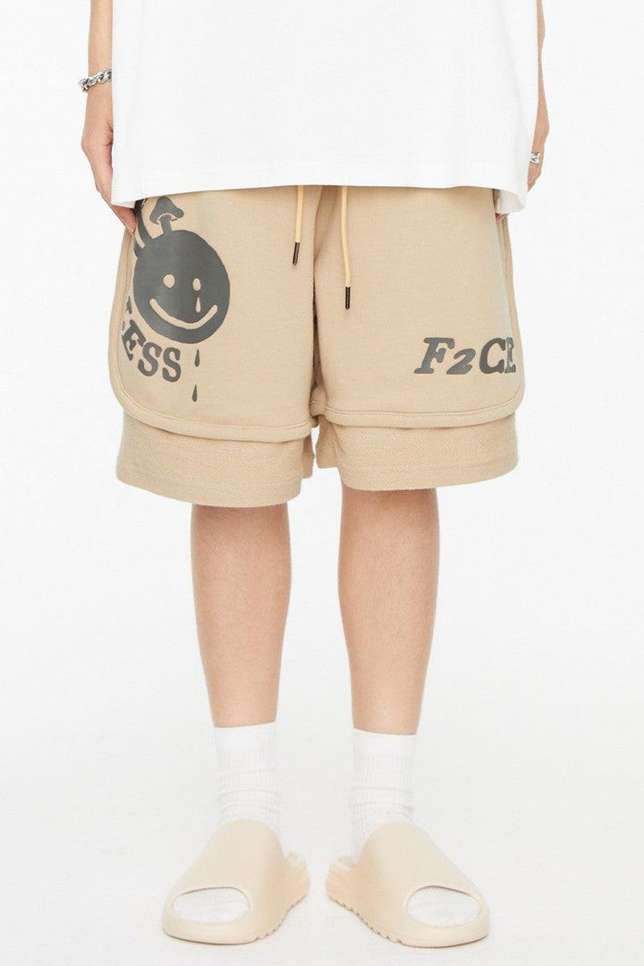 F2CE Smiley Print Logo Shorts