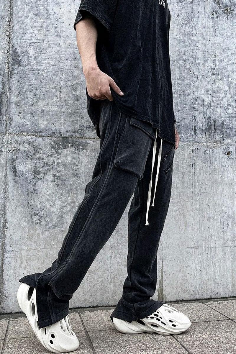 CZ Front Pocket Zipper Velvet Pants