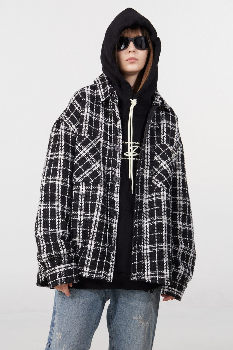 STEEPC Embroidered Logo Plaid Jacket