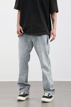 CZ Zipper Pockets Straight Jeans