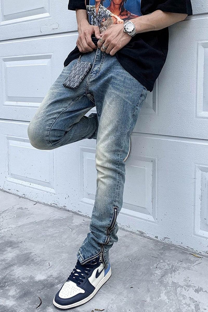 CZ Retro Washed Zipper Jeans
