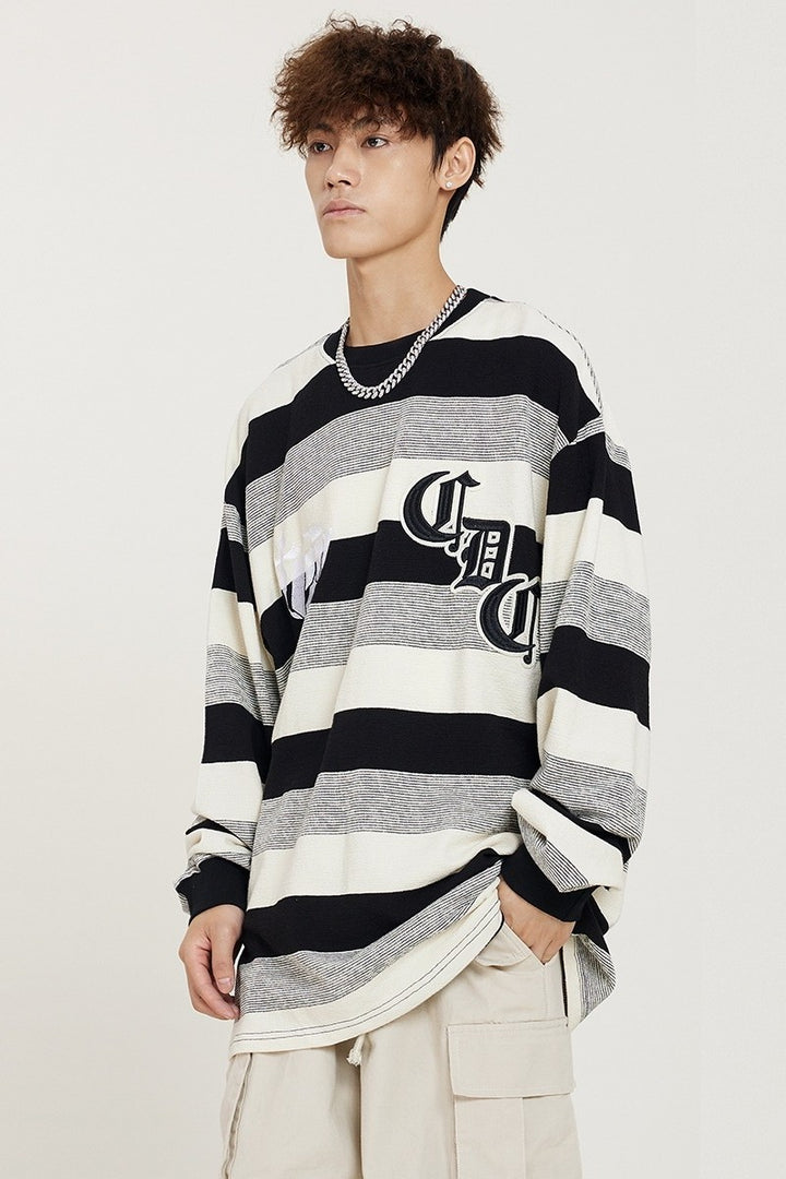 CZ Knitted Striped Sweater