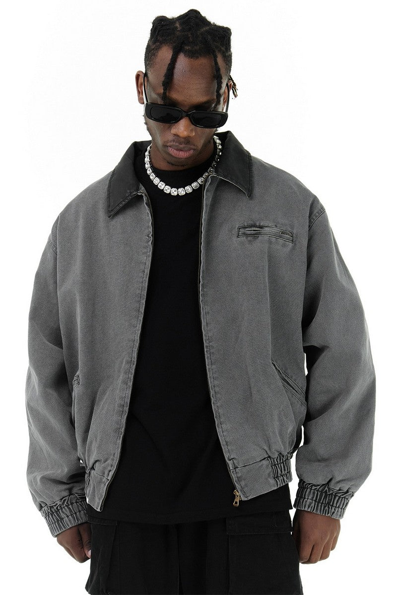 CZ Leather Collar Basic Jacket