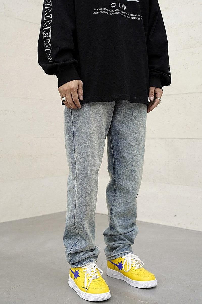 CZ Washed Straight Loose Jeans