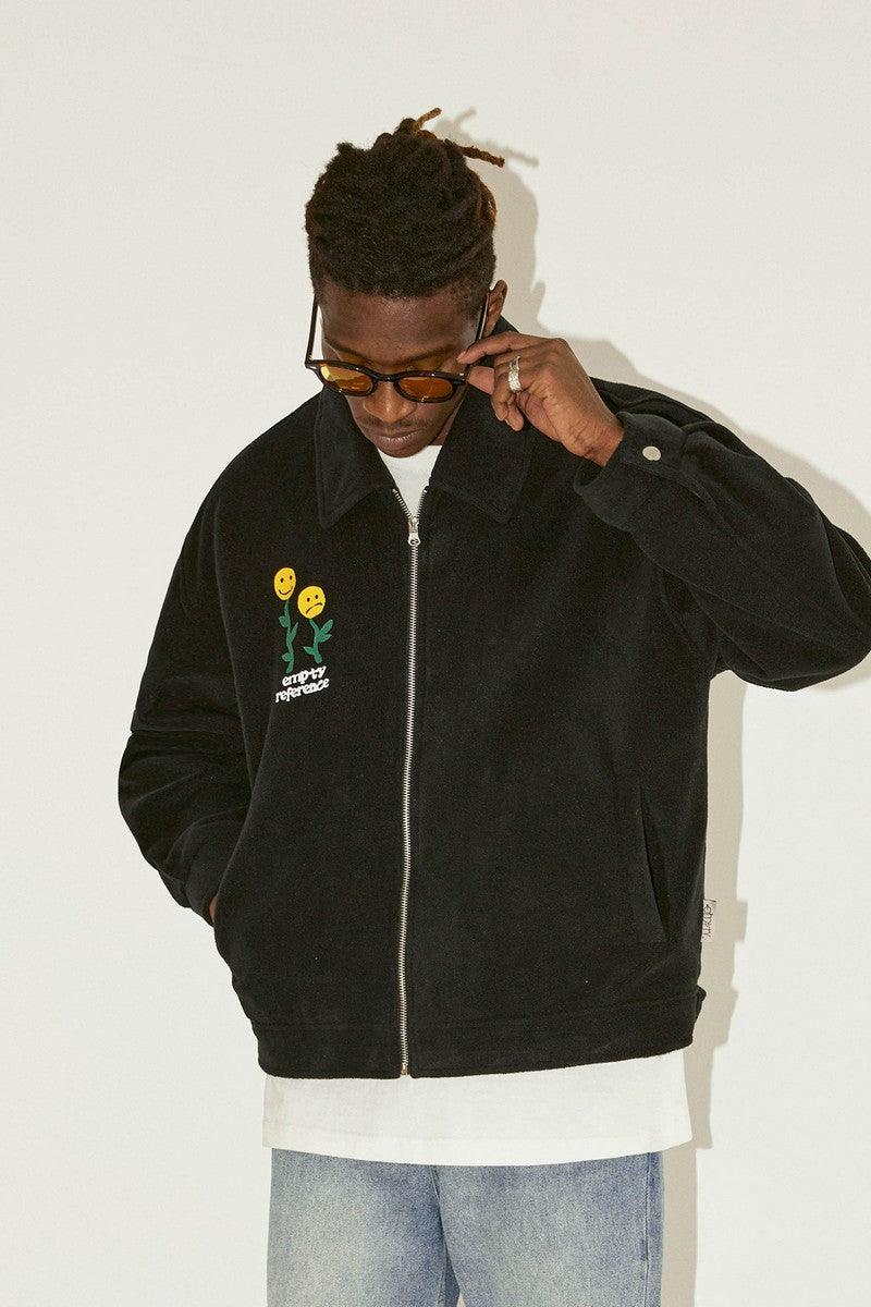 Empty Reference Smiley Print Fleece Jacket