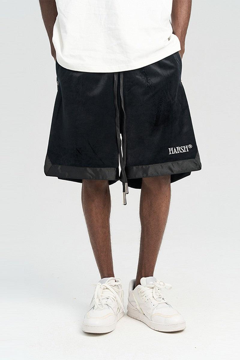 Embroidered Logo Velvet Basketball Shorts