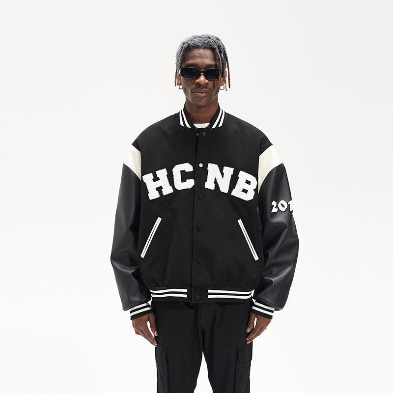 H/C Embroidered Letters Varsity Jacket