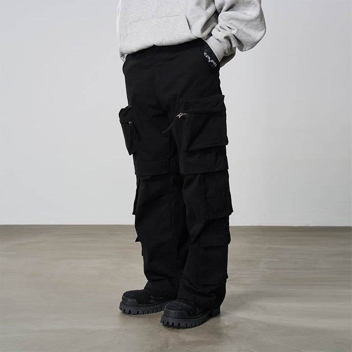 3D Multi Pocket Straight Trousers