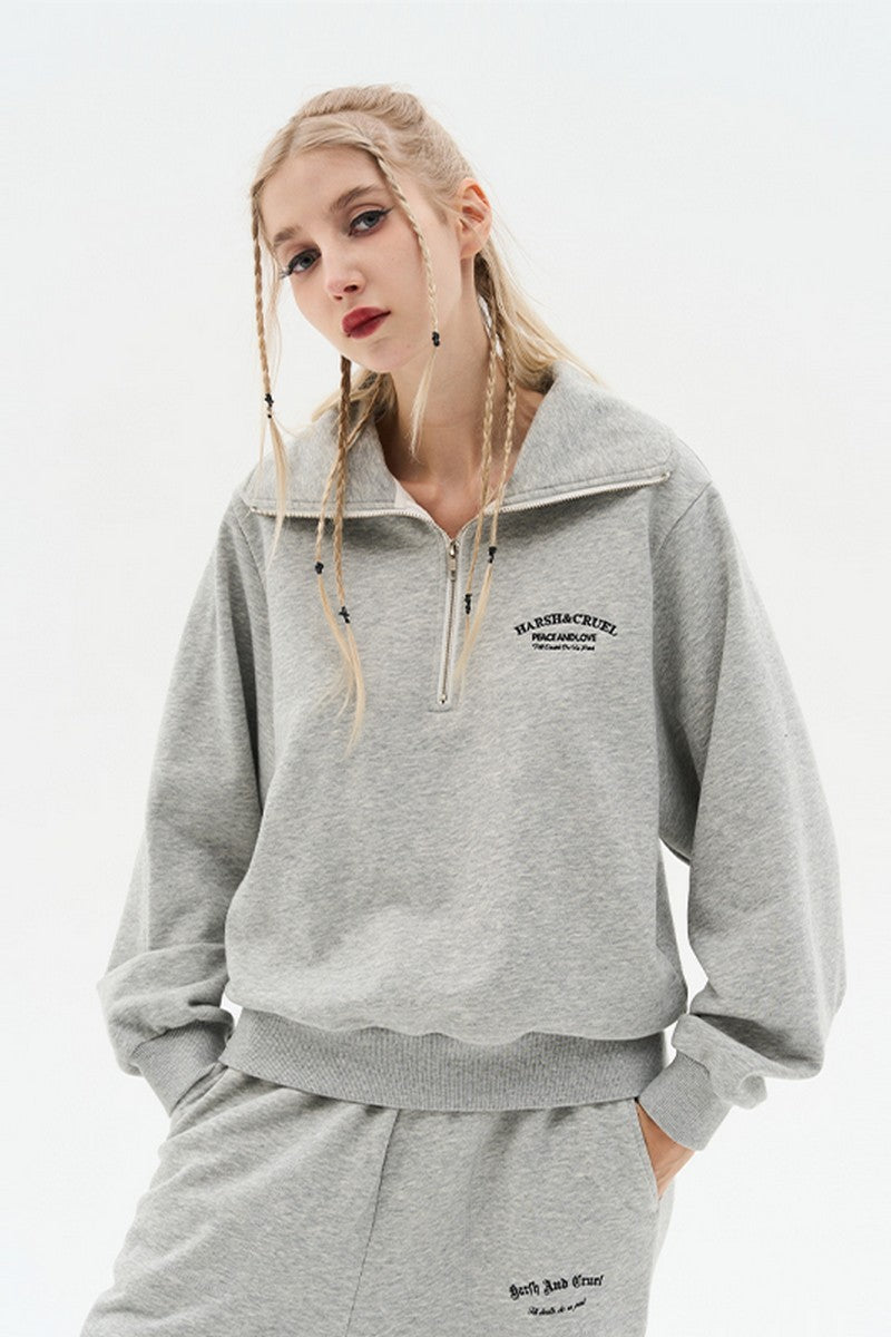 Embroidered Loose Pullover Sweatshirt