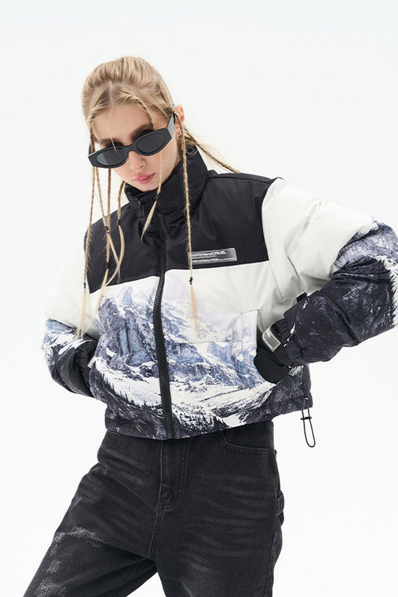 H/C Snow Mountain Printed Crop Jacket