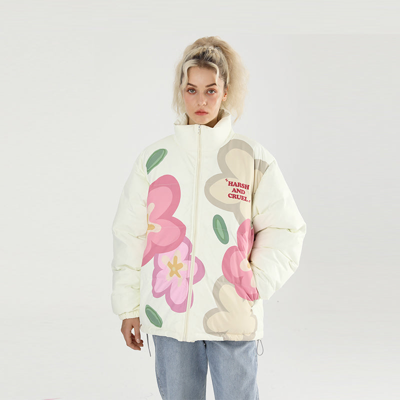 H/C Cartoon Flowers Down Jacket