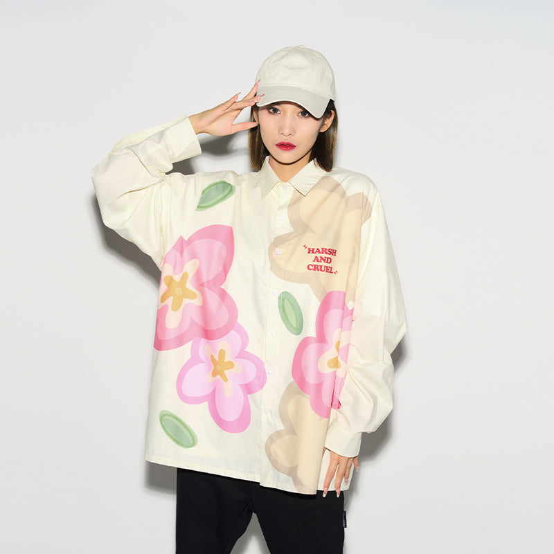 H/C Handpainted Cartoon Flowers L/S Shirt