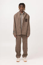 Empty Reference Embroidery Logo Plaid Blazer