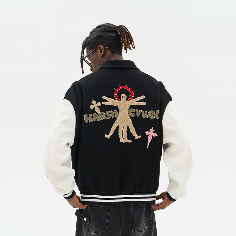 Vitruvian Man Embroidered Varsity Jacket