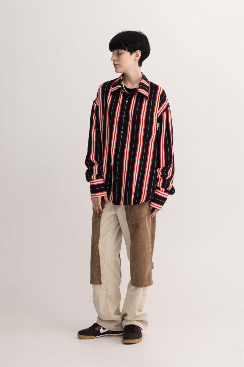 Empty Reference Black and Red Striped L/S Shirt