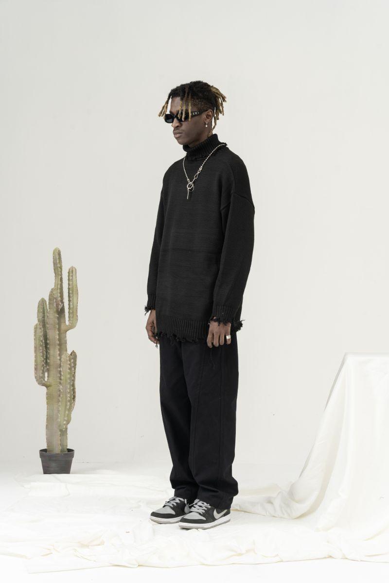 CZ Ripped Knit Turtleneck - UK Only
