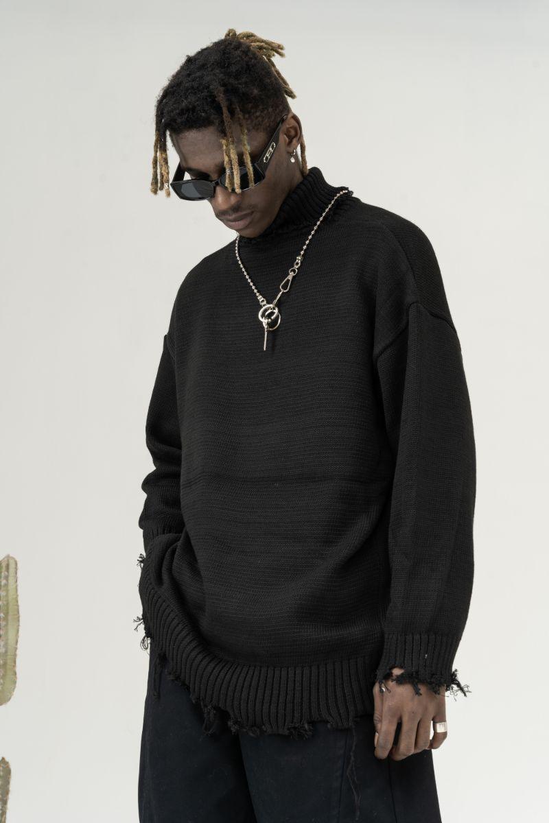 CZ Ripped Knit Turtleneck - UK Only