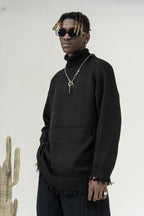CZ Ripped Knit Turtleneck - UK Only