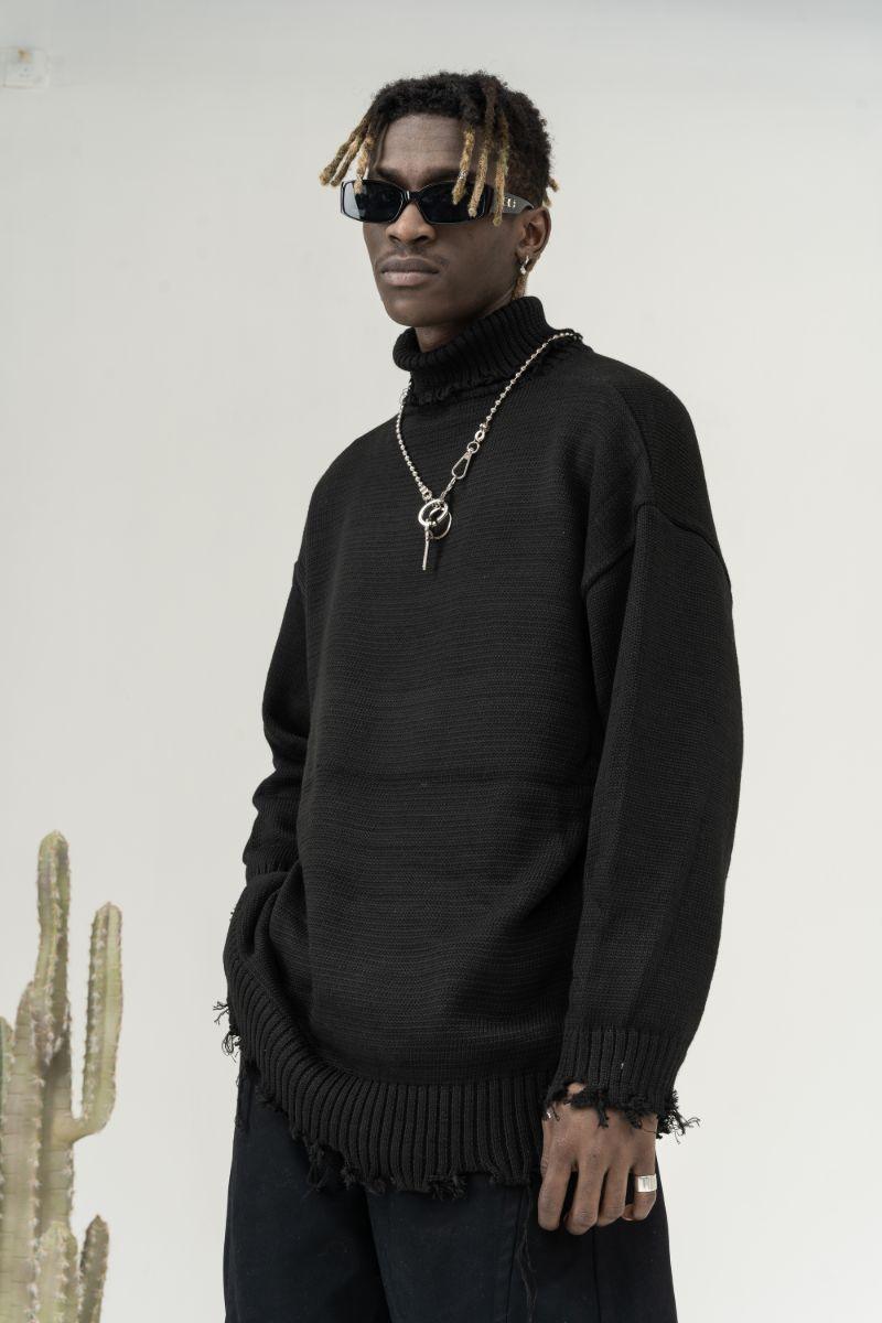 CZ Ripped Knit Turtleneck - UK Only