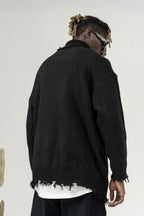 CZ Ripped Knit Turtleneck - UK Only