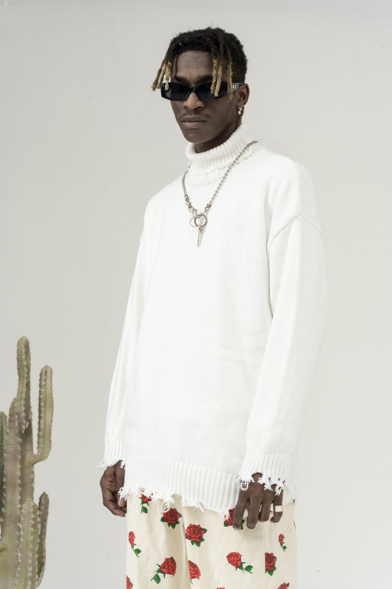 CZ Ripped Knit Turtleneck - UK Only