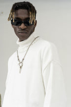 CZ Ripped Knit Turtleneck - UK Only