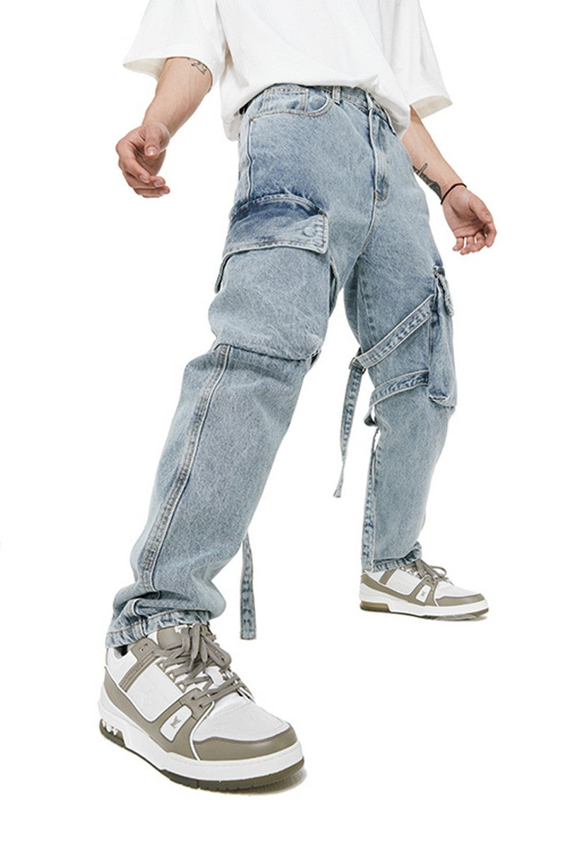 OO Straps Straight Washed Jeans