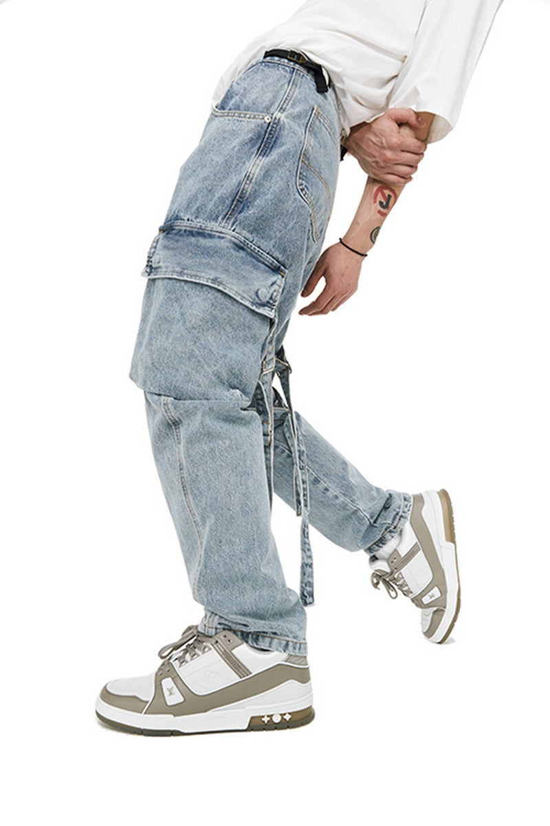 OO Straps Straight Washed Jeans