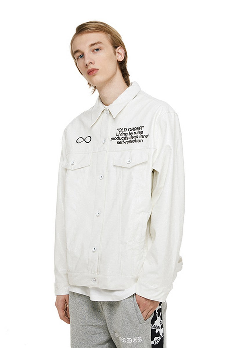 Old Order Crocodile Pattern PU Leather Jacket