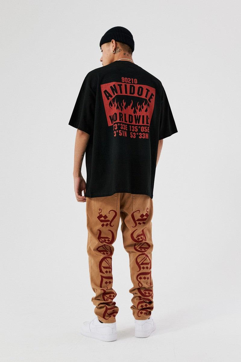 Antidote Embroidered Logo Straight Trousers