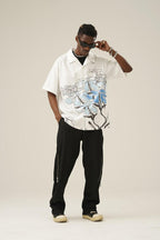 Empty Reference Hand Drawn Flowers Cuban Shirt