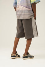 Empty Reference Stitched Velvet Casual Shorts