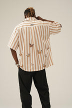 Empty Reference Butterflies Print Striped Shirt