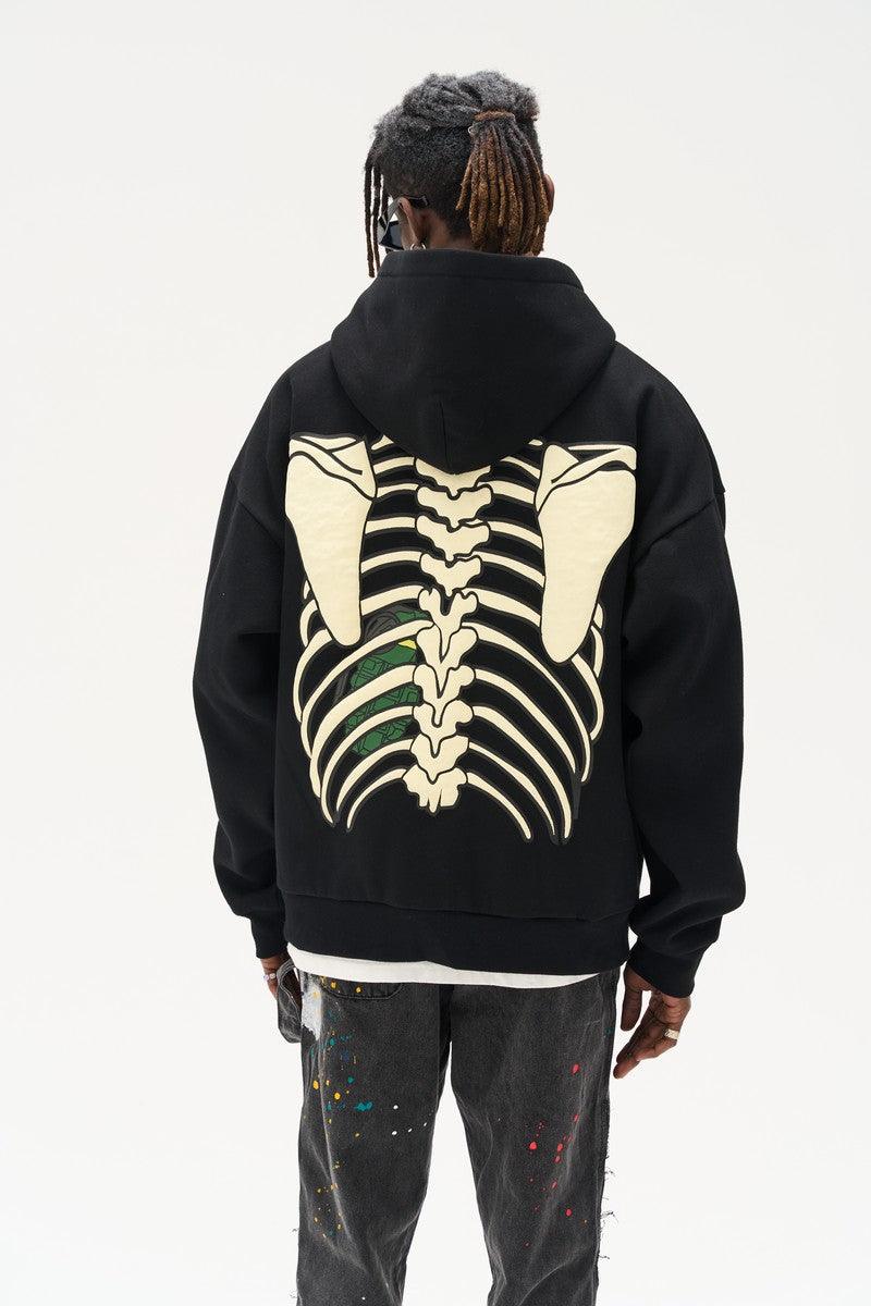 Skeleton Puff Print Hoodie