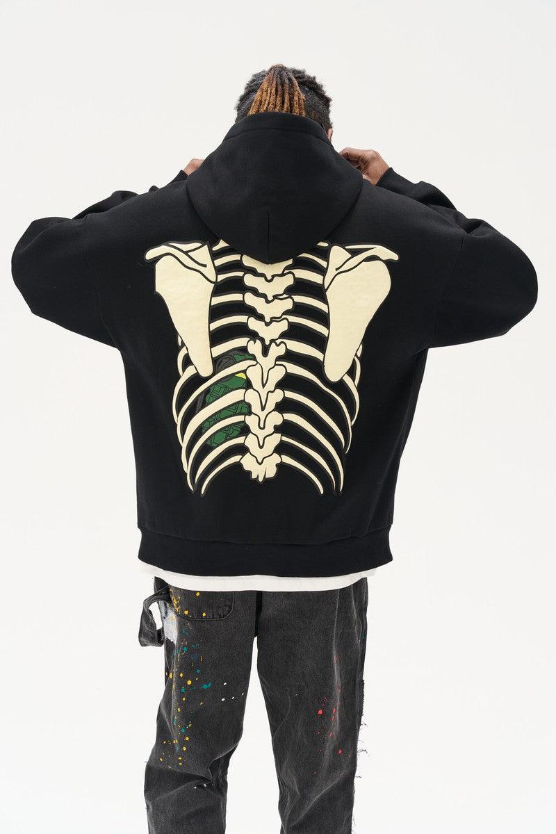 Skeleton Puff Print Hoodie