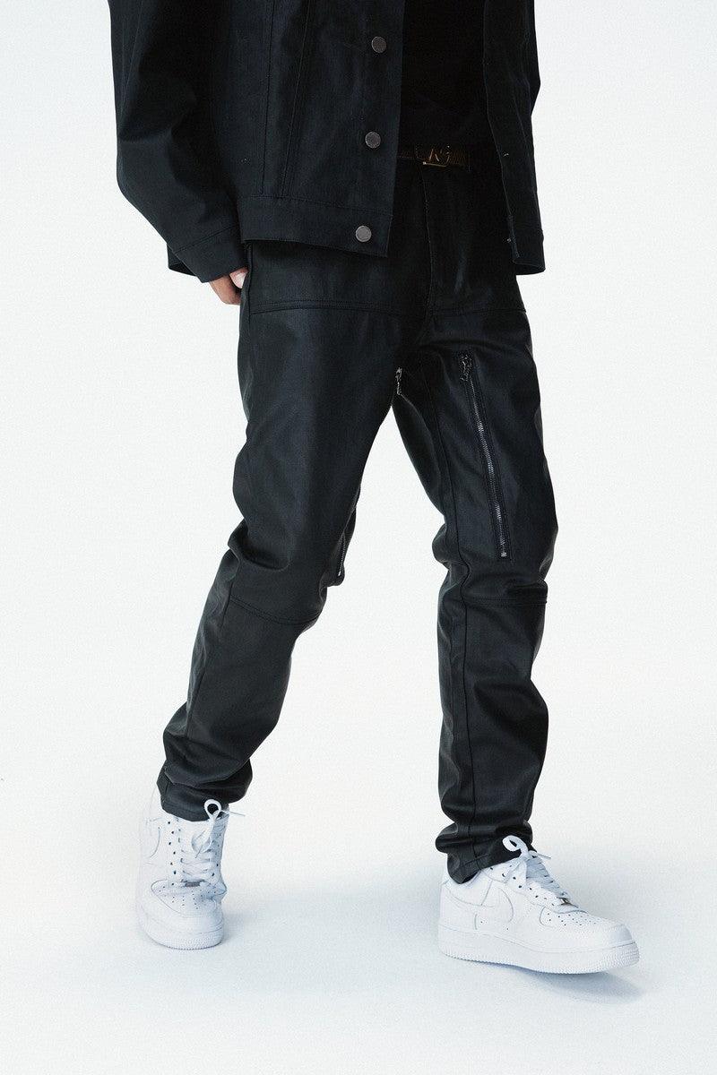 Straight Zipper Waxed Denim