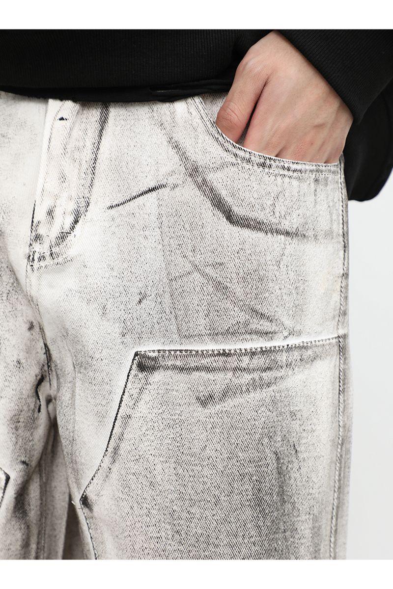 CZ Washed Ink Stained Loose Jeans
