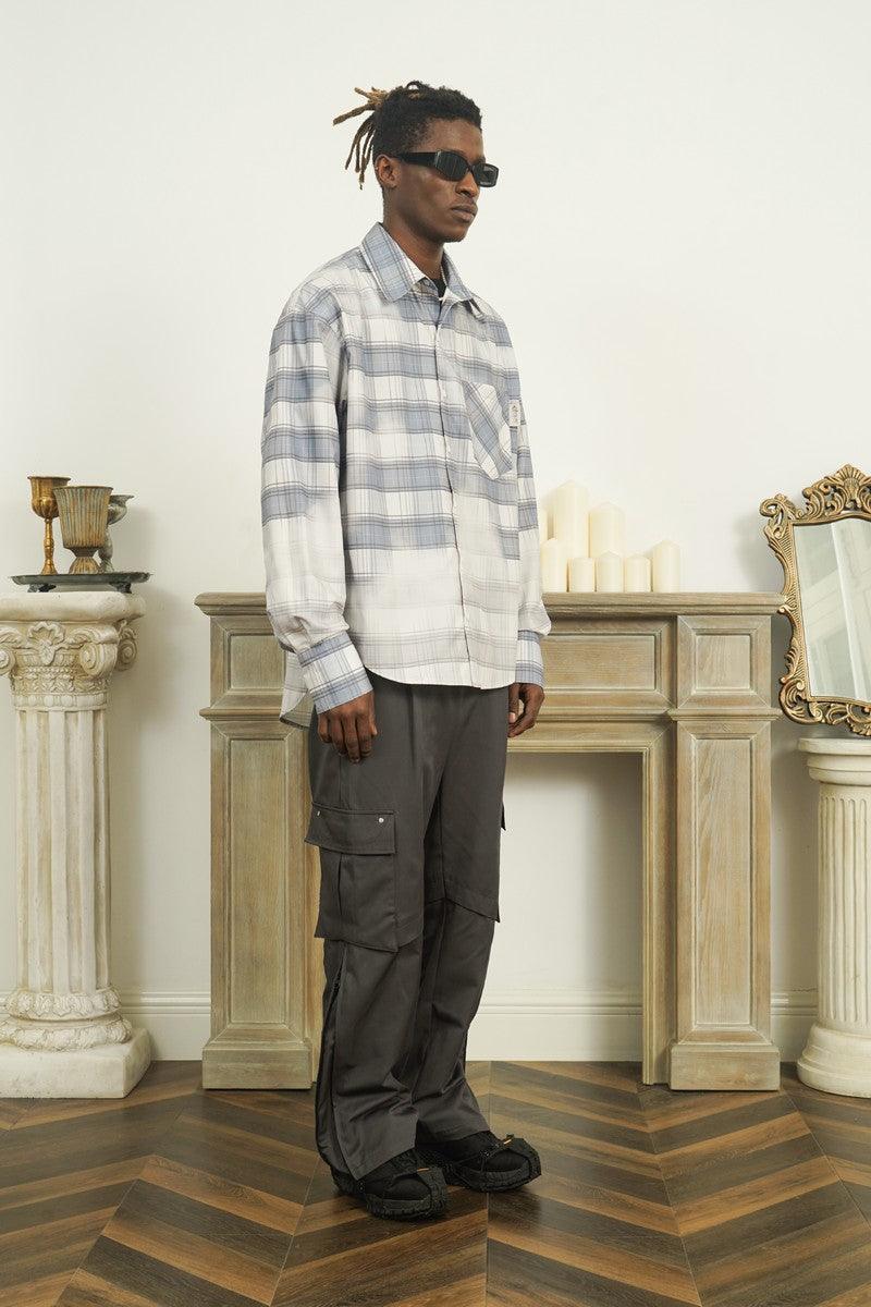Empty Reference Faded Checkered Long Sleeve Shirt
