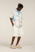 Empty Reference Checkered Sky Print Cuban Shirt
