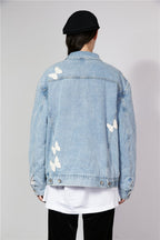 Old Order Embroidered Butterflies Washed Jeans Jacket