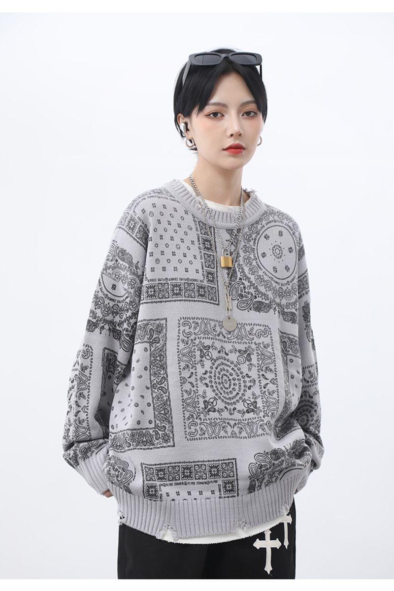 CZ Bandana Ripped Sweater