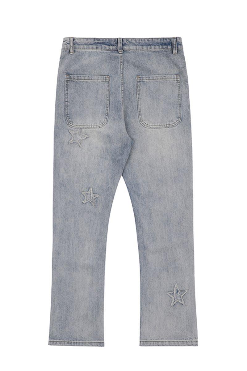 CZ Stars Patches Flared Jeans - UK Only