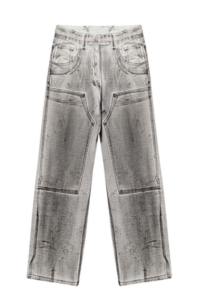 CZ Washed Ink Stained Loose Jeans