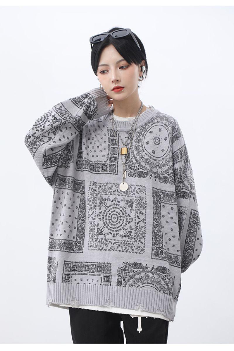 CZ Bandana Ripped Sweater