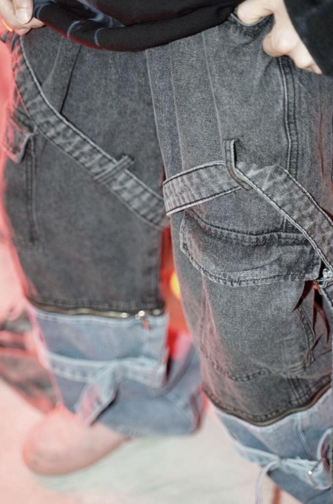 CZ Zipper Straps Jeans