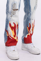 CZ Flame Ripped Washed Jeans