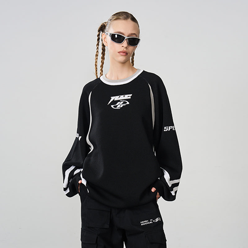 Contrast Racing Knitted Sweater