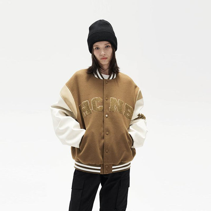 H/C Embroidered Letters Varsity Jacket