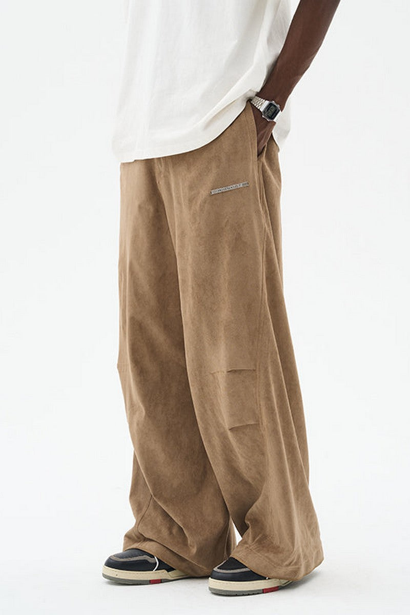 H/C Suede Pleated Flared Trousers
