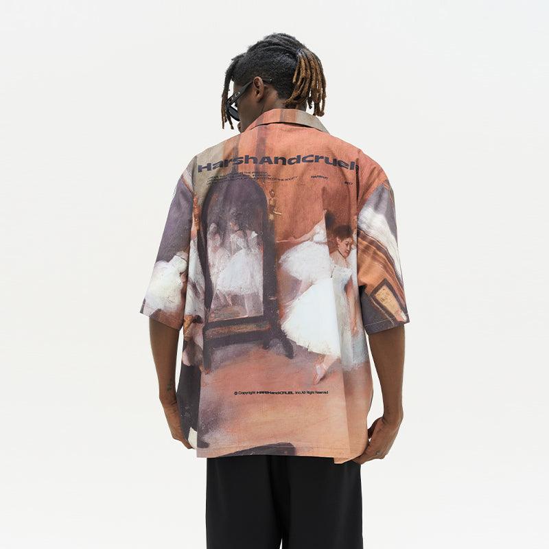 H/C Ballet Oil Painting Full Print Cuban Shirt